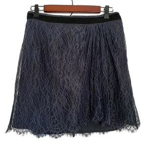 Club Monaco Blue Black Floral Lace Mini Skirt